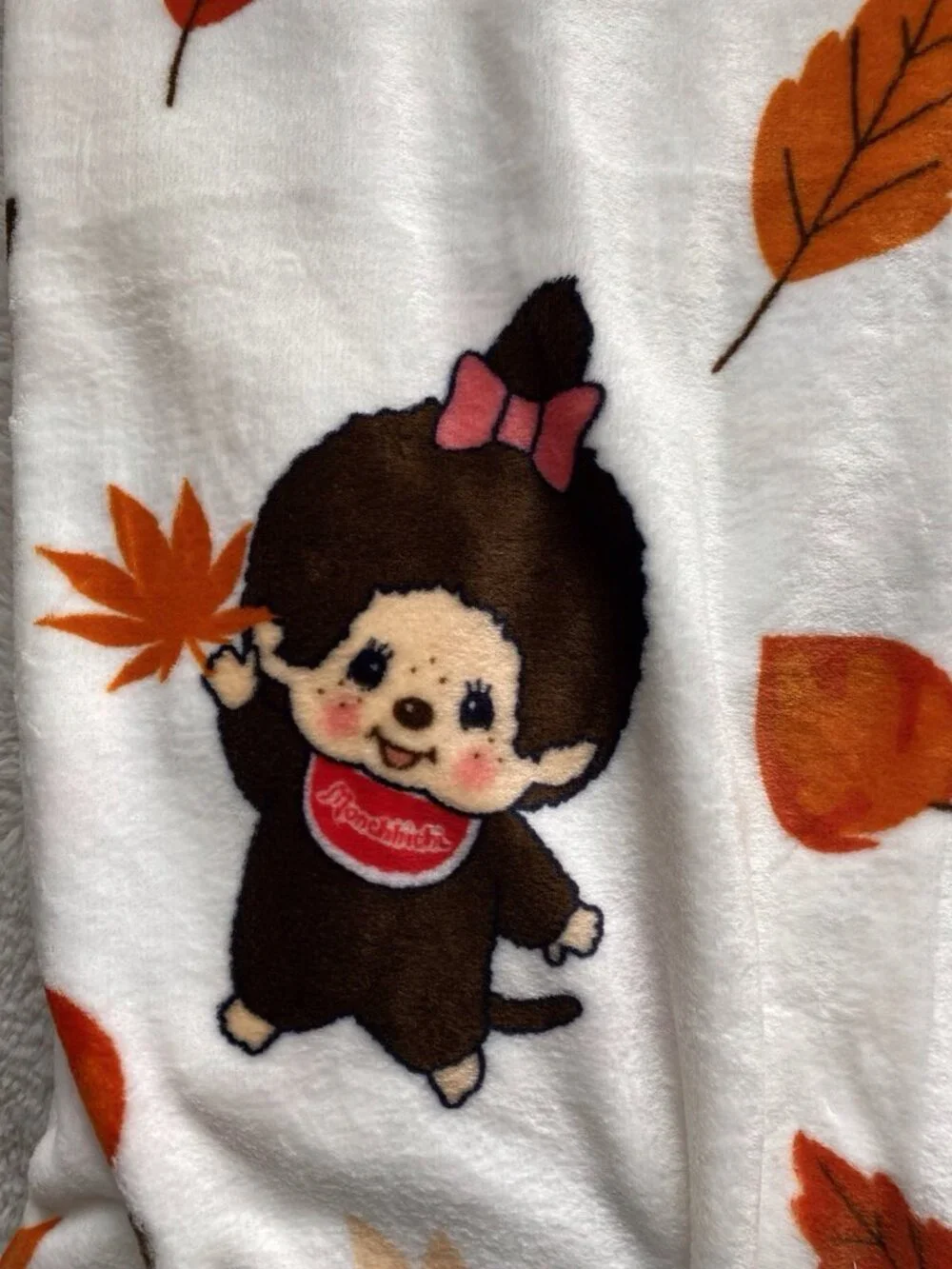 Monchhichi Autumn Fall Pumpkin Soft Plush Throw Blanket 50” X 70” NEW
